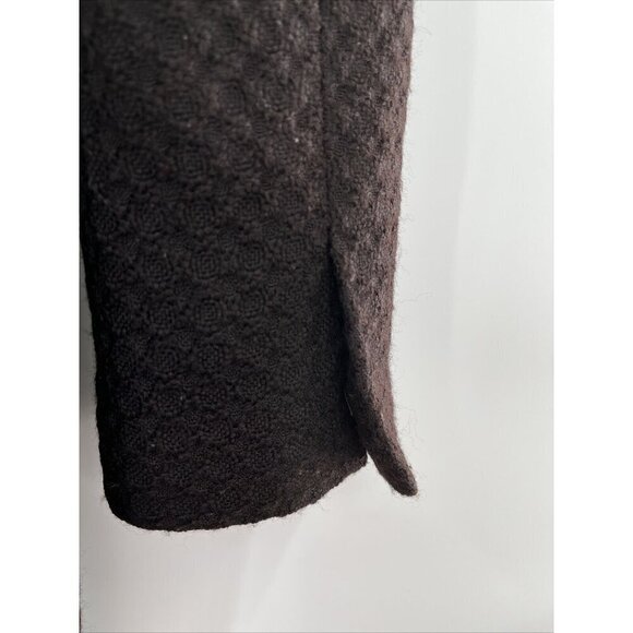 TAHARI Black Wool Blend‎ Belted Midi Jacket Size M - Picture 4 of 10